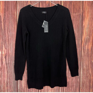APT 9 Womens Black V-Neck Tunic Sweater 100% Cashmere Size Small NWT